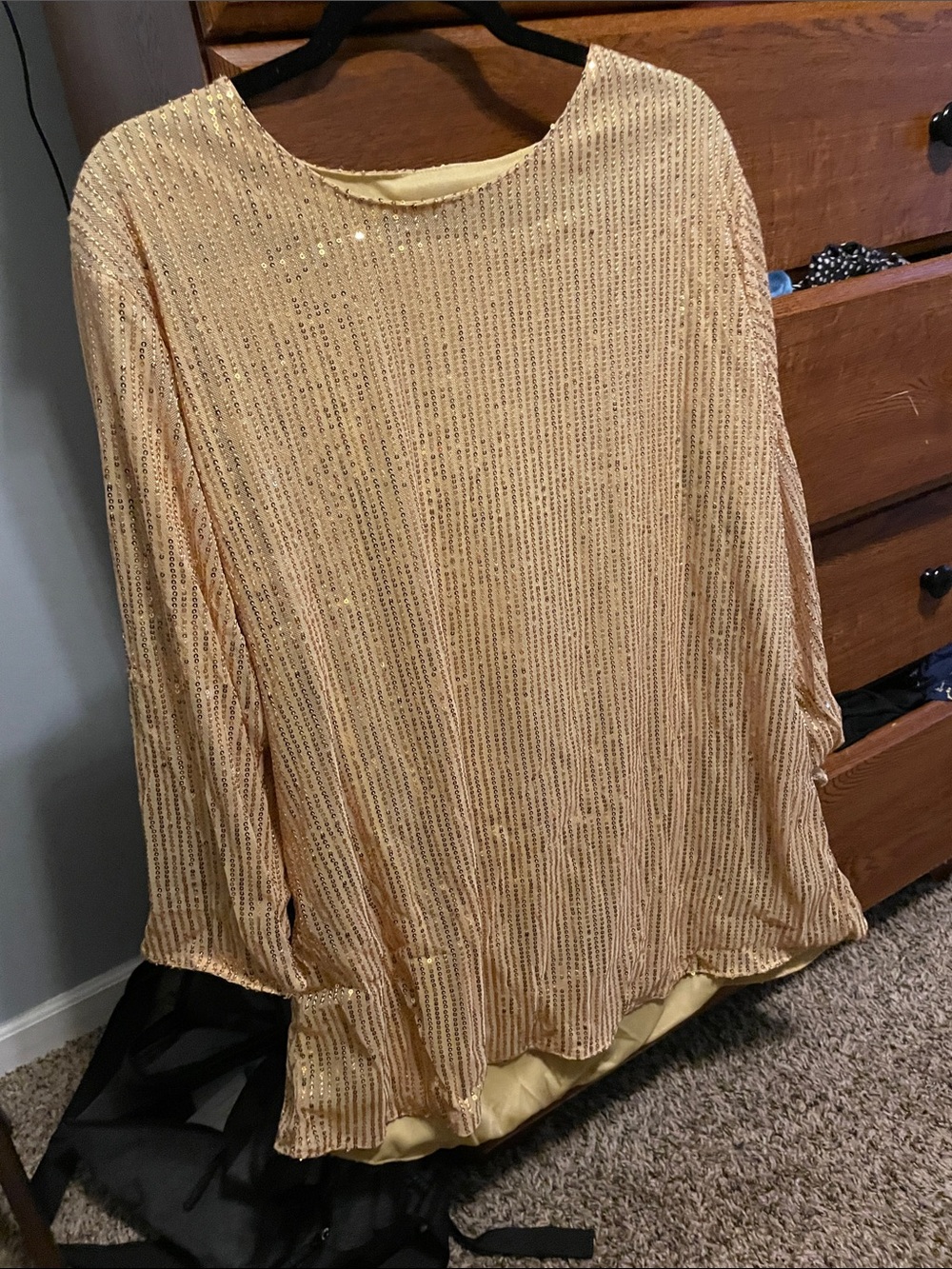 Gold Sequin Women's Long Sleeve Top